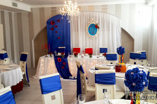 Оформление зала на свадьбу в синем цвете