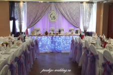 Кафе "Молодежное", свадьба в фиолетовм цвете