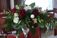 Оформление свадьбы в шоколадном и алом цветах